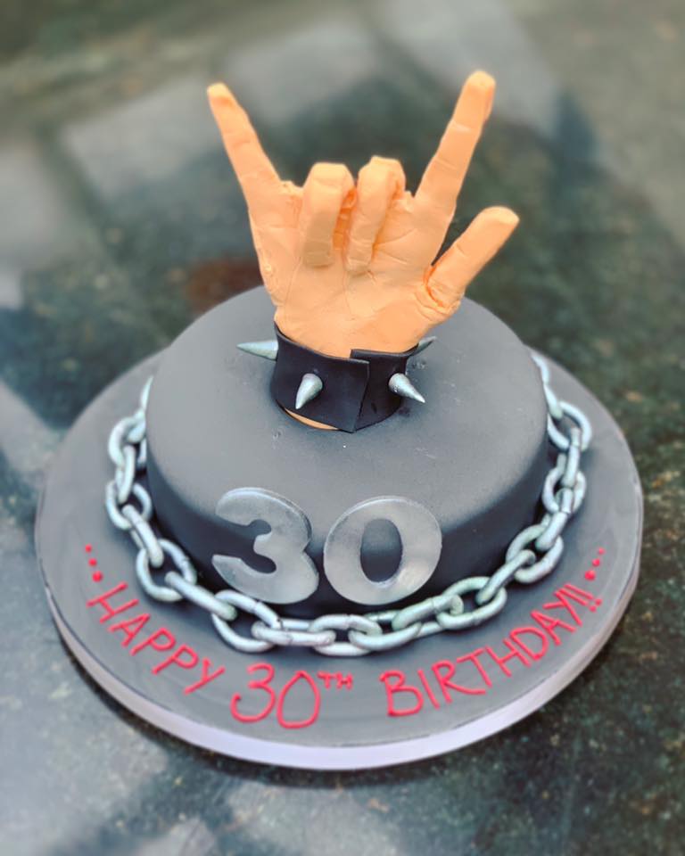 Heavy metal themed birthday cake