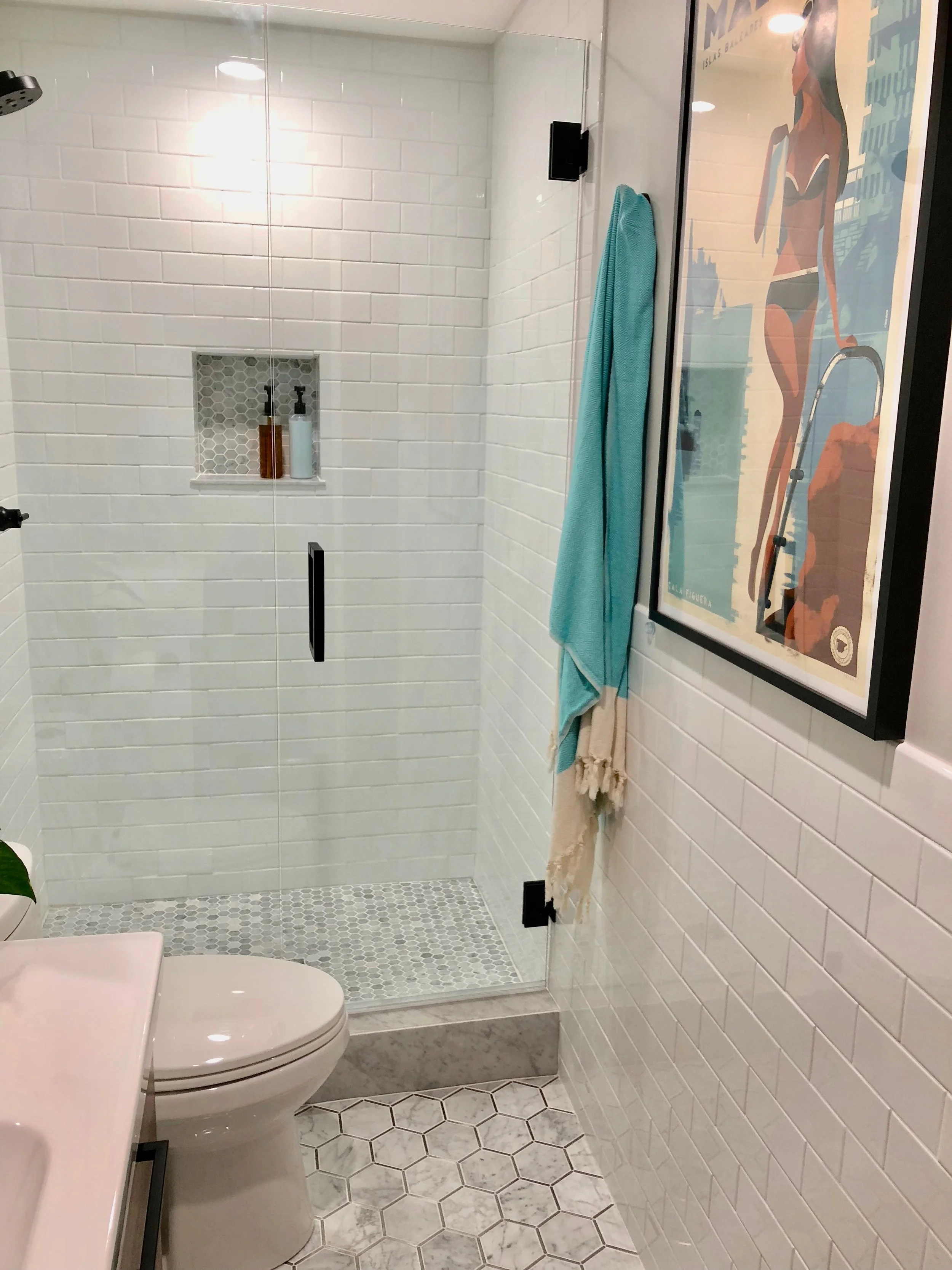 That’s a lot of subway tile! Its on all 4 walls.