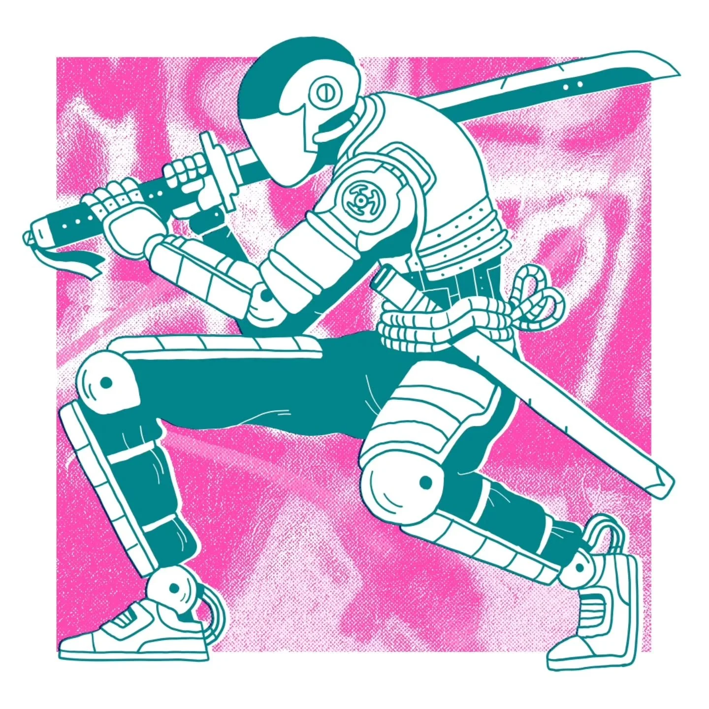 New year, new cybernetic ninja.

#illustration #scifi #characterdesign #risograph #cyberpunk #newyear #studytheblade