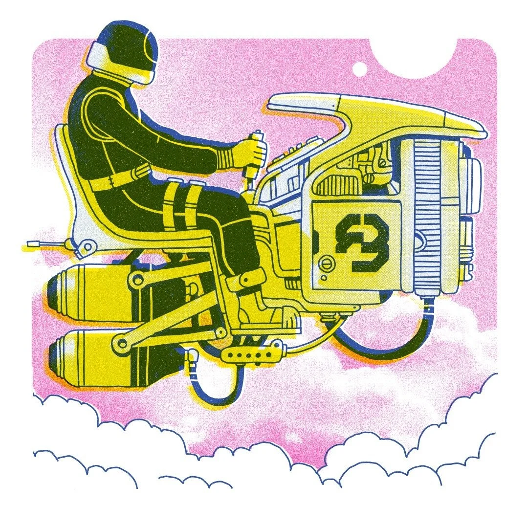 I can't think of a good caption 🤷 but I drew this hover bike over the break. 

#illustration #sci-fi #hover #moto #spacerace #speculativefiction #speculativedesign