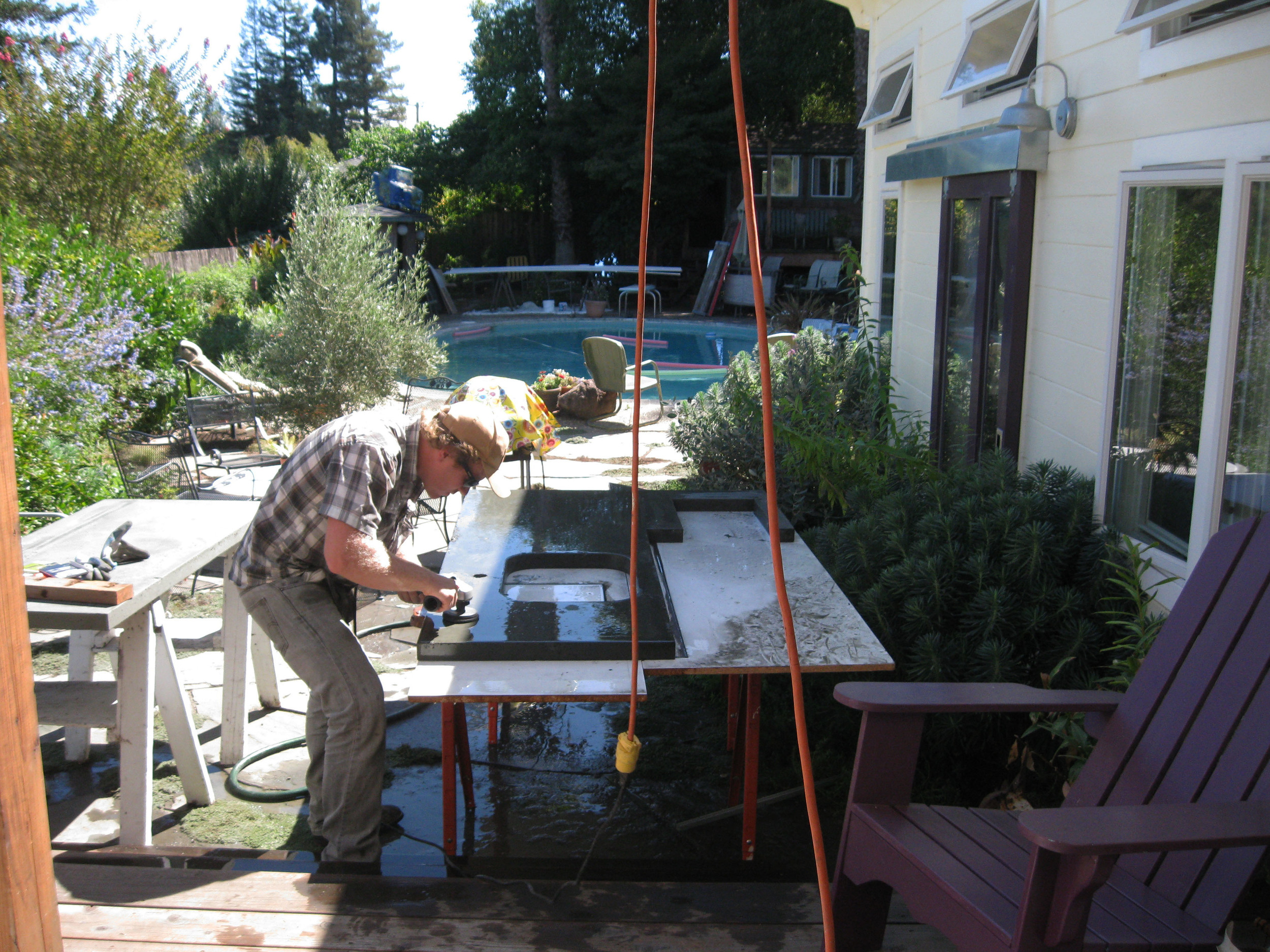 Morgan then polishes the tops to the desired finish.