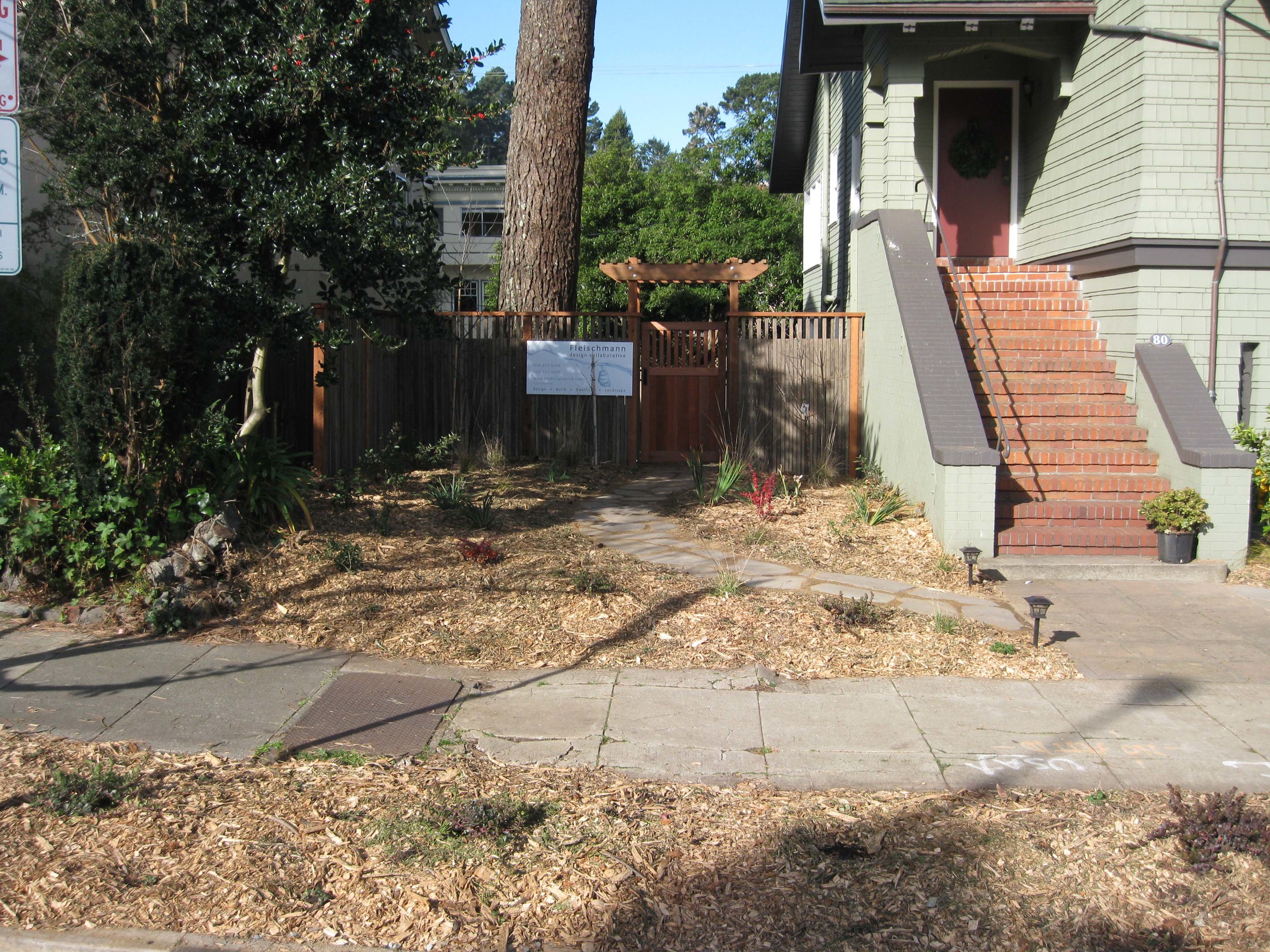 Finally the plants and stone path are installed.