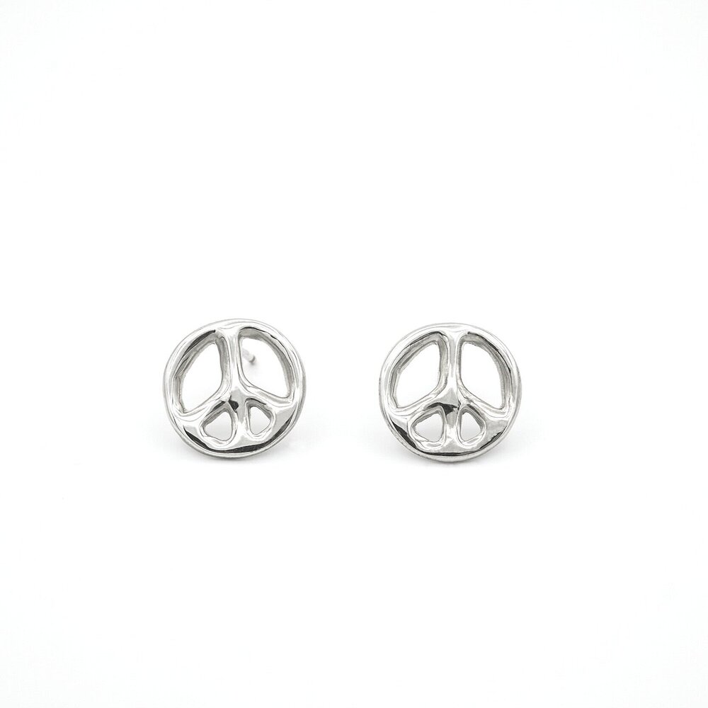 Silver V-Sign Stud Earrings