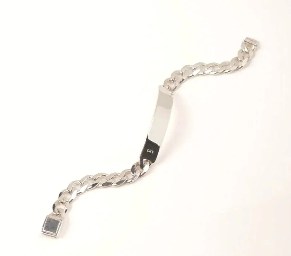 CURB CHAIN ID BRACELET IN STERLING SILVER