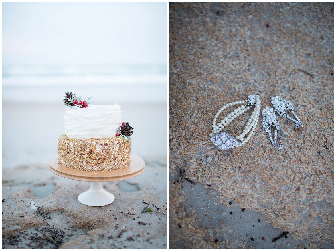 winter beach wedding cake by stevia's got cakes @psjphotography