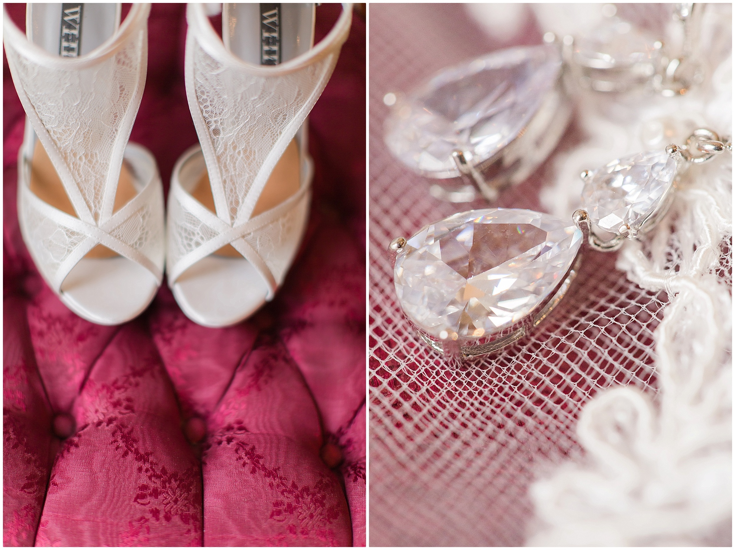 Bridal Shoes and Jewelry Before a Romantic Vintage Affair Wedding