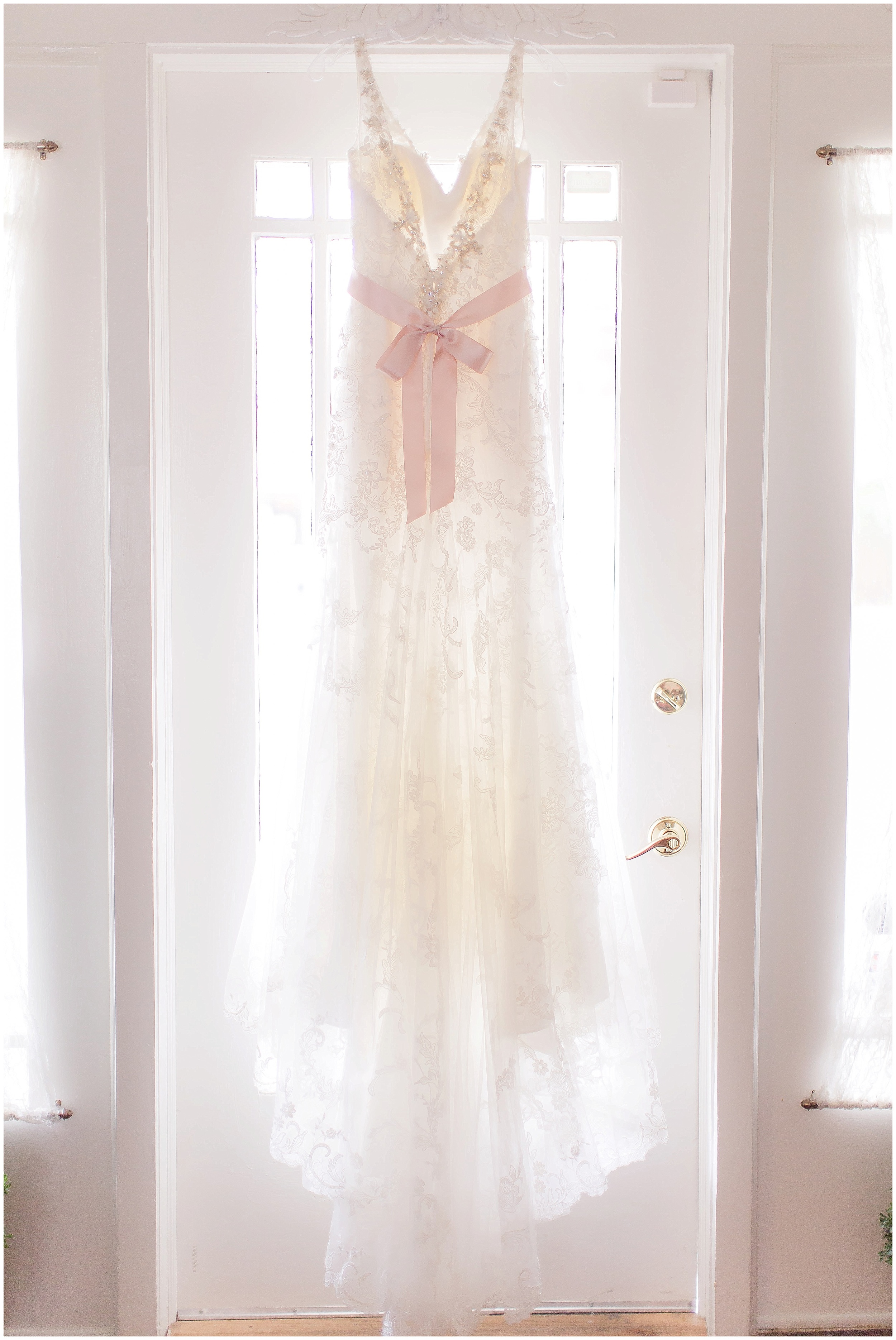 Sweetheart Wedding Dress with Blush Accents and embellishments 