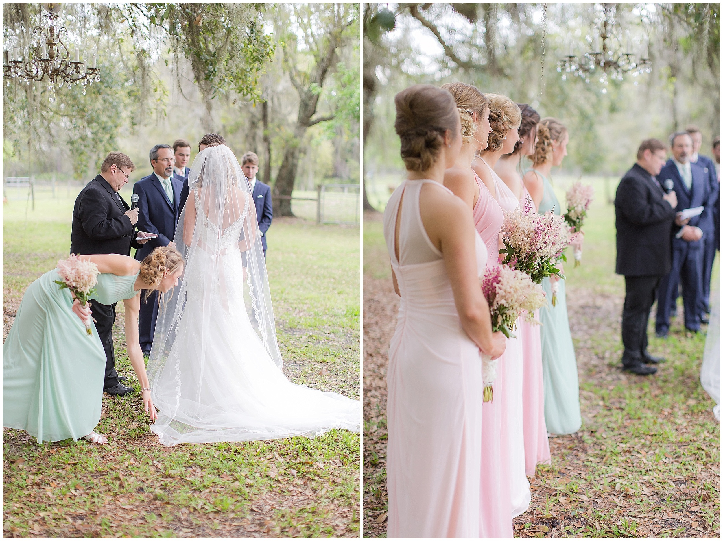Romantic Outdoor Ceremony with a beautiful Sweetheart Embellished dress.