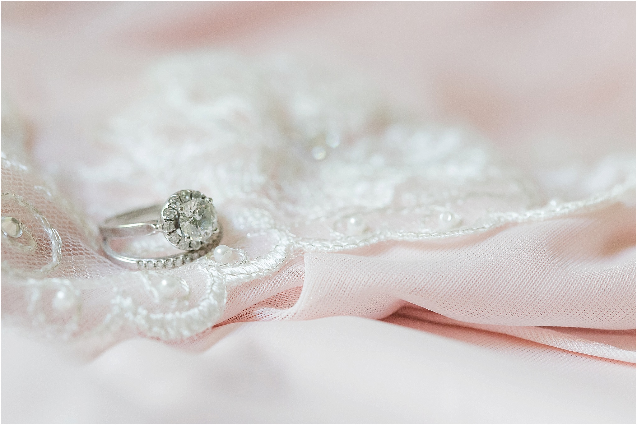 Blush wedding halo engagement ring