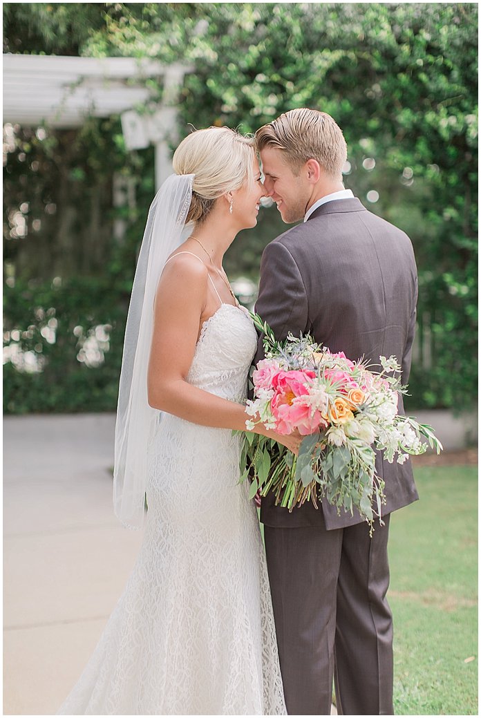 Romantic Bride and Groom portraits at Tiffany Blue Lake Mary Events Center Wedding