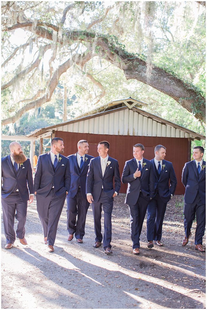 Groomsmen in Navy Suits 