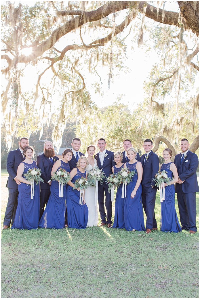 Navy Bridal Party and Groomsmen in Navy Suits 