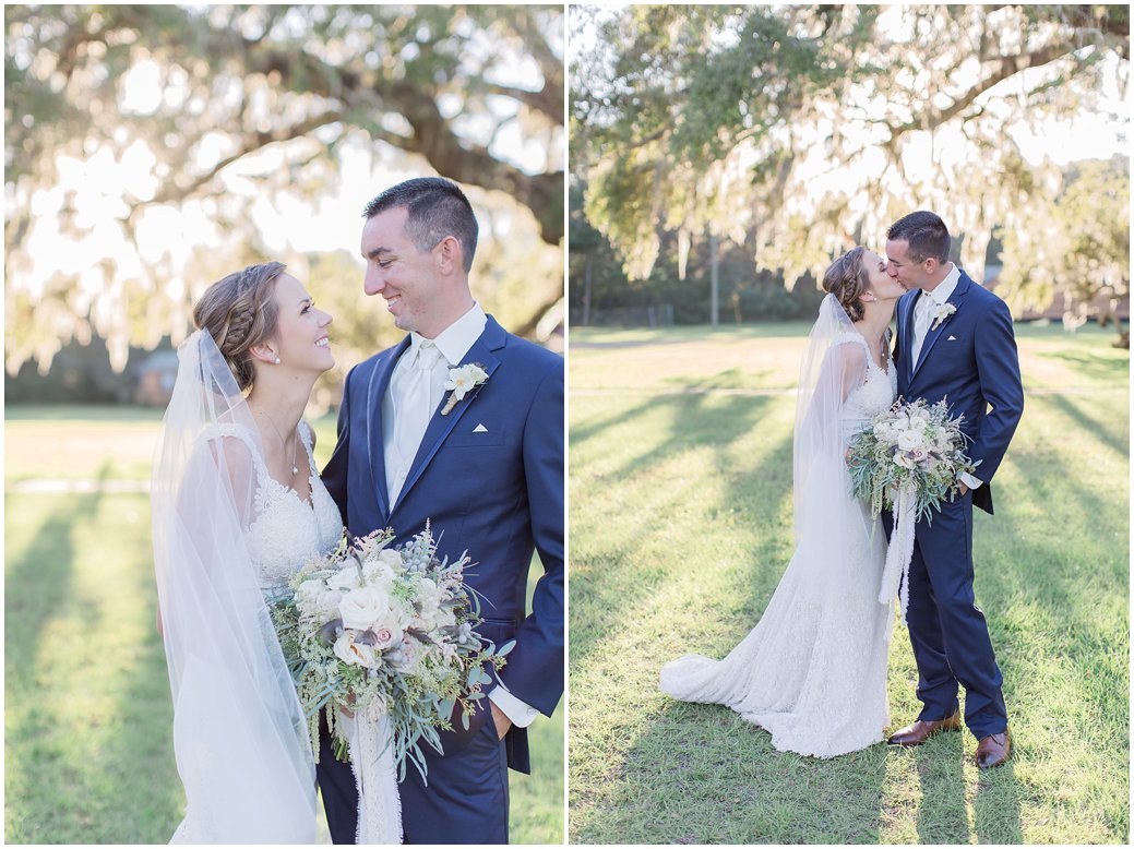 Bride and Groom Under Giant Oak Tree at St Augustine Wedding
