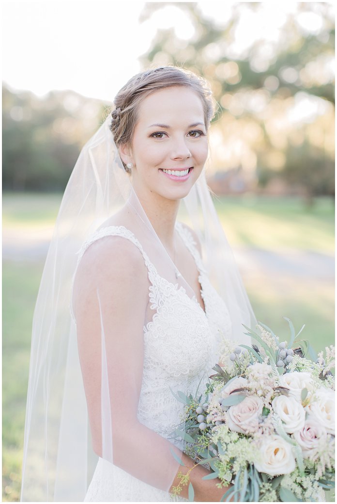 Gorgeous Bride in BHLDN gown with Organic Neutral Bouquet 