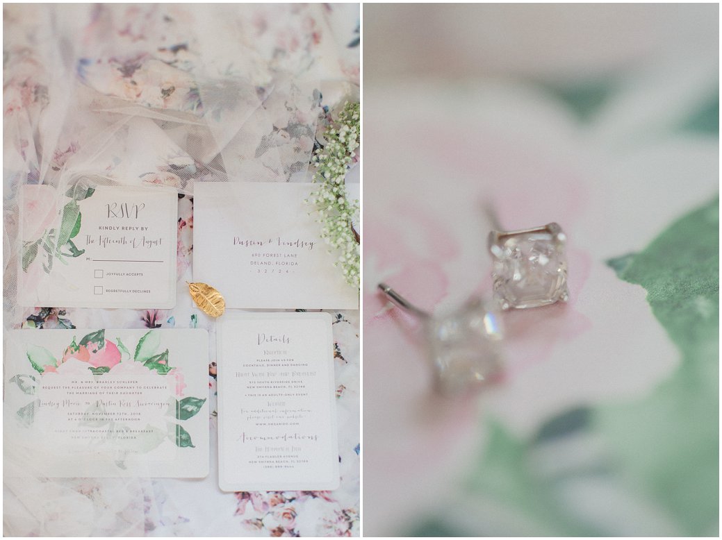 Floral bridal details - watercolor flower invitation suite.
