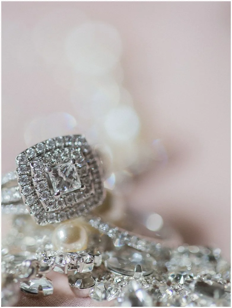 Bridal Oaks Blush Wedding in DeLand Florida Halo Rings