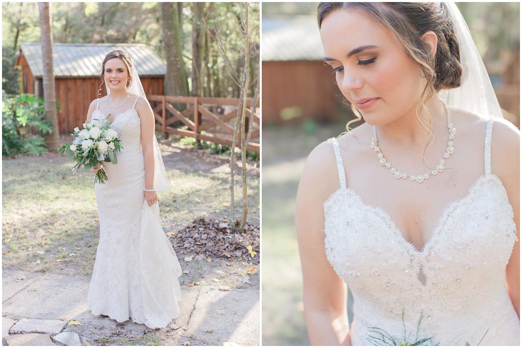 Bridal Portraits in Lovely Chic Wedding Gown for Florida Wedding 