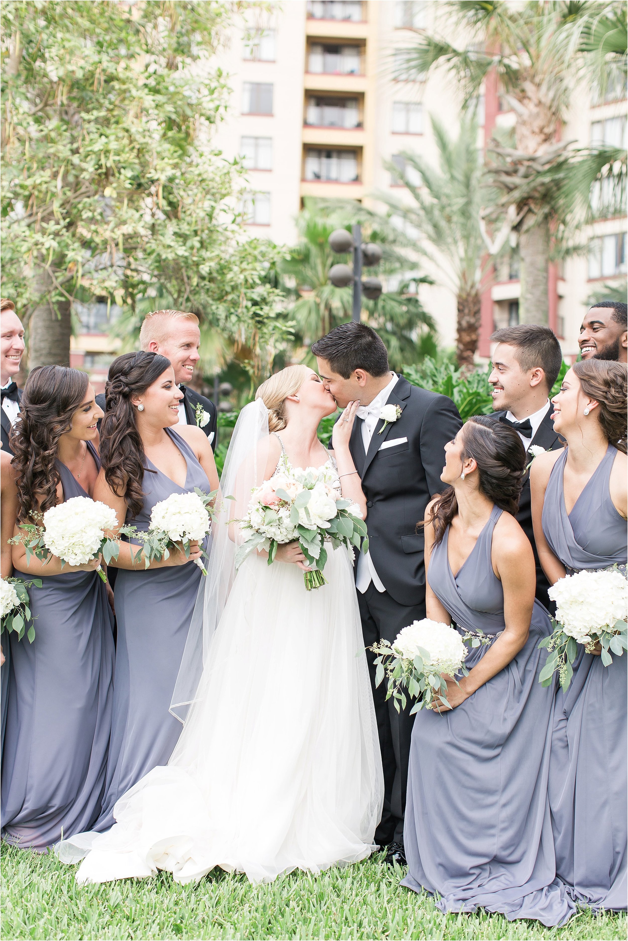 Grey white and black bridal party at Wyndham Grand at Bonnet Creek wedding by PSJ Photography 