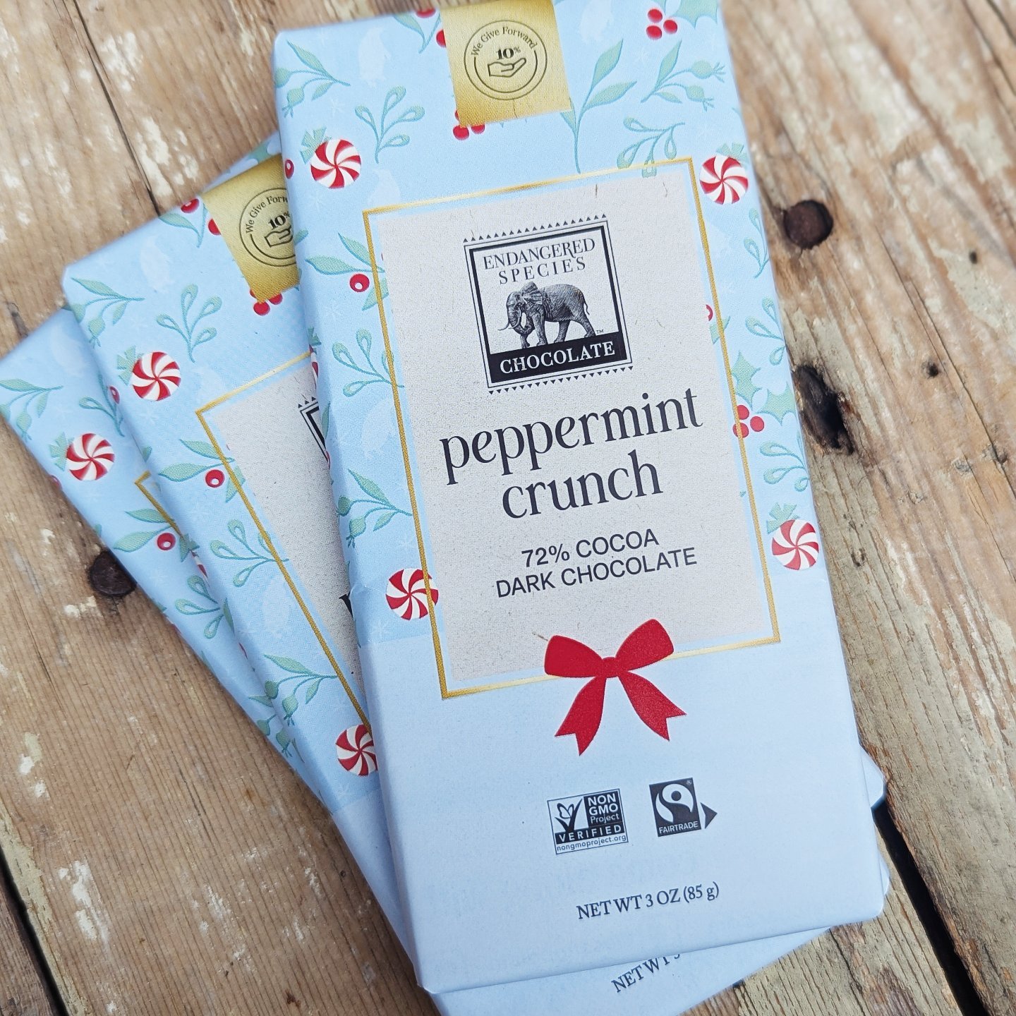 Here's what's in store for Free Sample Friday! This Holiday edition of Endangered Species chocolate to get us in the spirit!