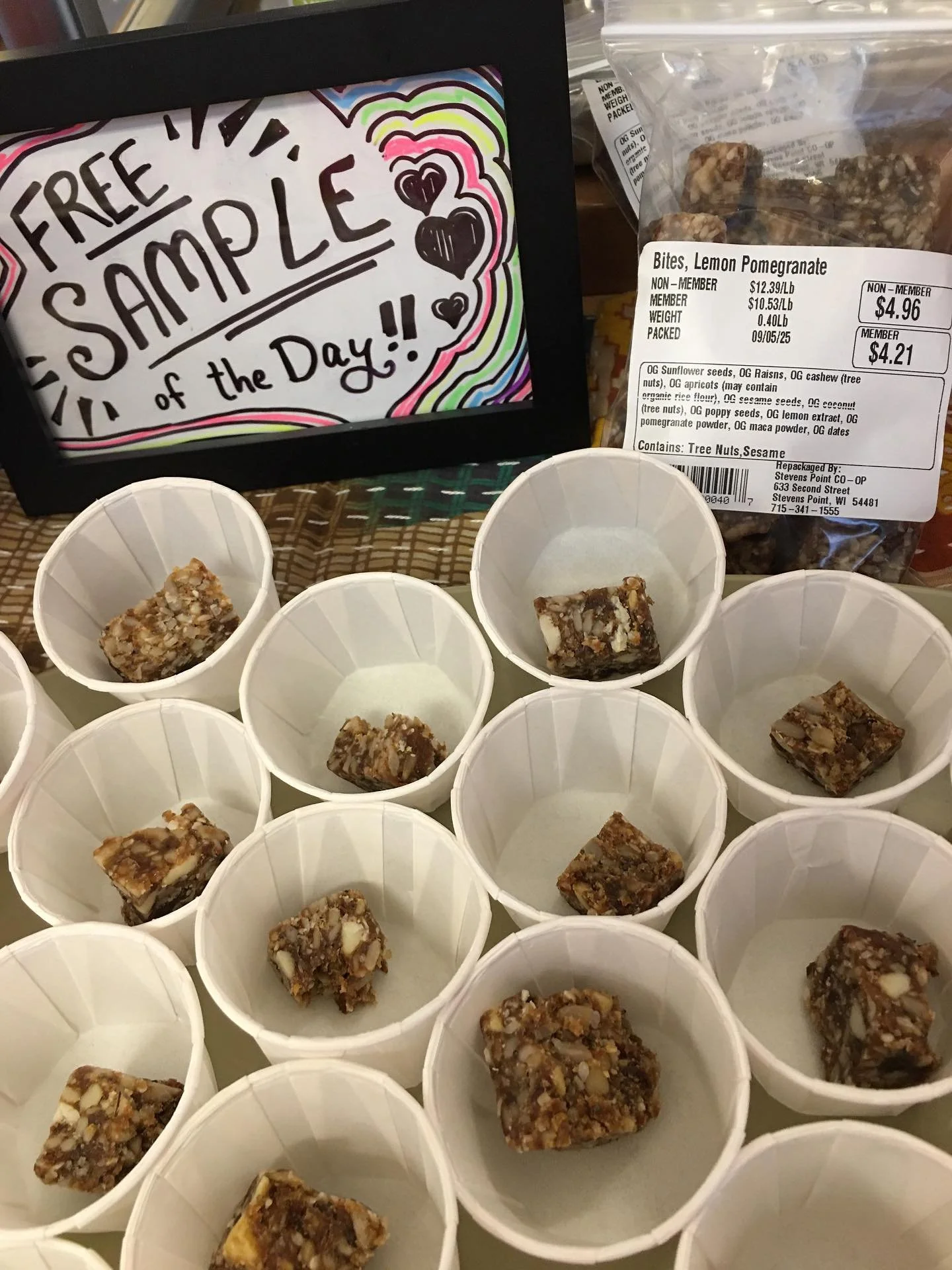 Free sample today&mdash; take a &ldquo;bite&rdquo; of our bulk selection wit these Lemon Pomegranate Bites! All bulk is an extra 10% off this month for Harvest Days 🍋🫙

#spacoop