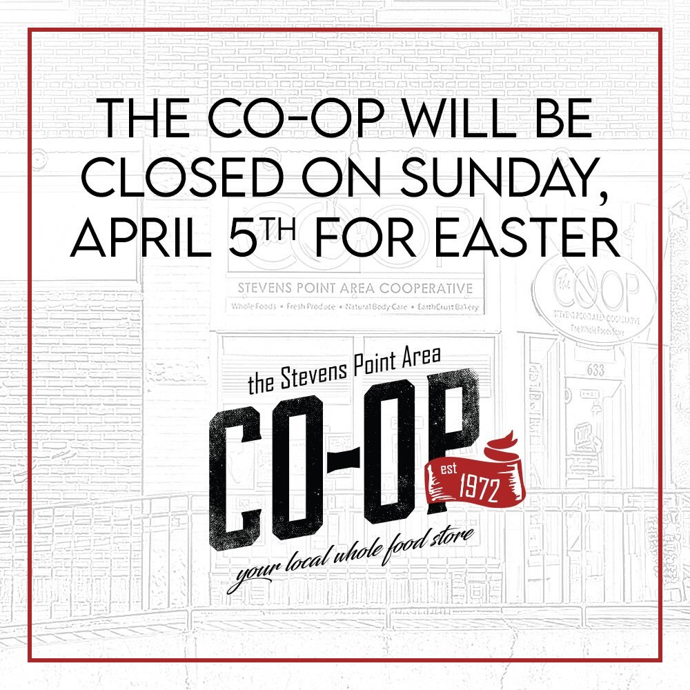 Take note! The Co-op will be closed on Sunday April 5th for the Easter holiday. 🐣🐇

#spacoop