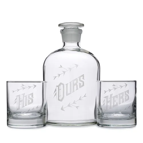 For the happy couple: "Ours" Decanter Set (His/His, Hers/Hers, His/Hers glasses) // Love & Victory