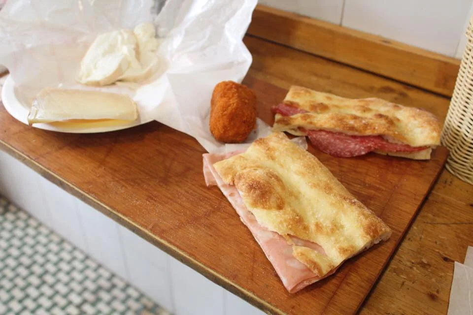 Ham & Salami panini with cheese and suppli @ La Panetteria Romana e Spaccio di Paste