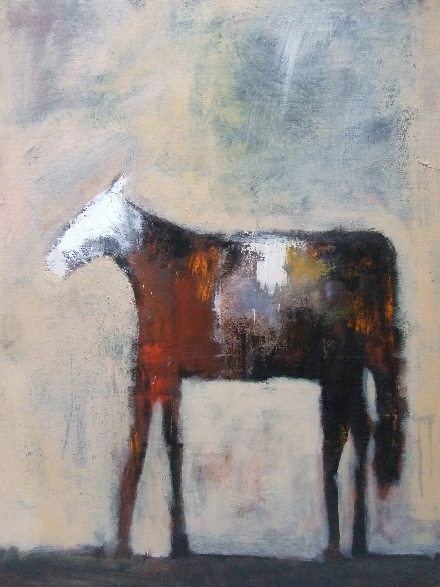Horse with Red, 28 x 22 in, acrylic on canvas