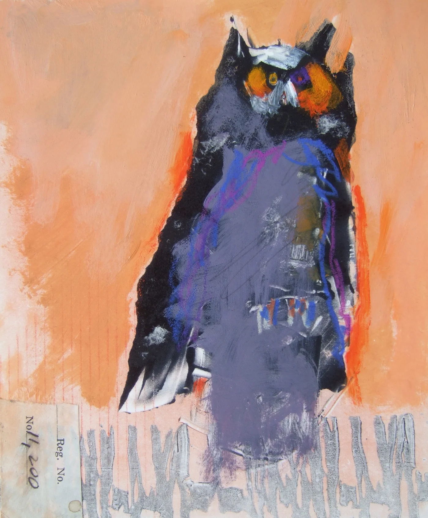 Owl 4, 5 x 4 in, monotype