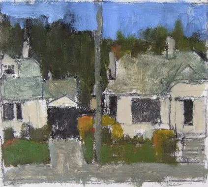 Sellwood, 8.5 x 9.5 in, acrylic and charcoal pencil on paper.
