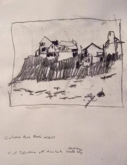 Cannon Beach 2, 12 x 9 in, charcoal pencil on paper
