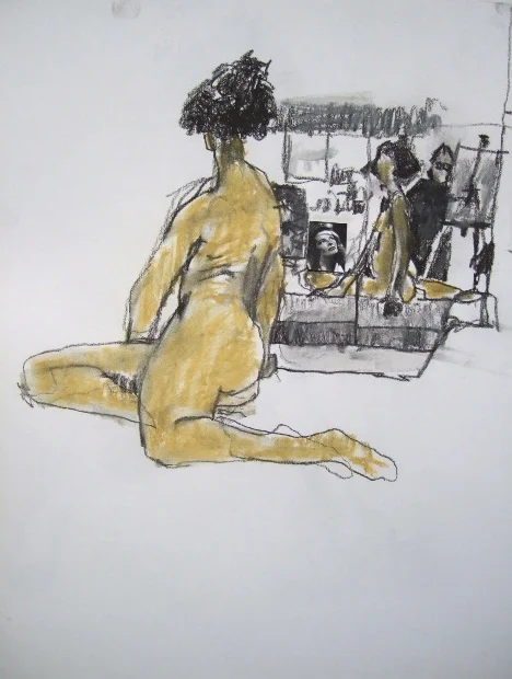 Sitting at Troy, 10 x 11 in, mixed medium