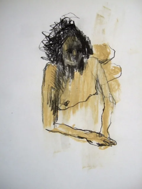 Reclining figure, 9 x 8 in, charcoal pencil/chalk on paper