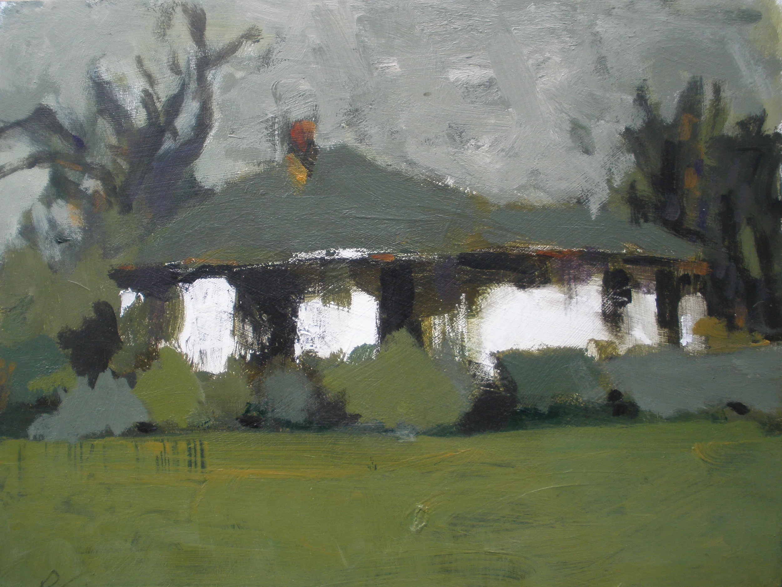 House with Tree, 11 x 14 in, acrylic/panel,2017