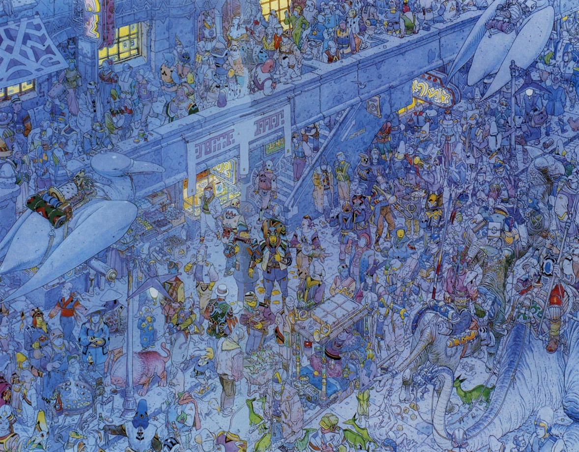 From a run of prints Moebius did with Geof Darrow, La Cité Feu, or City of
