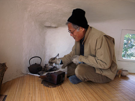Takasugi interior, plaster covered with bamboo mats