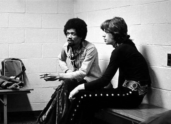 Jimi Hendrix and Mick Jagger