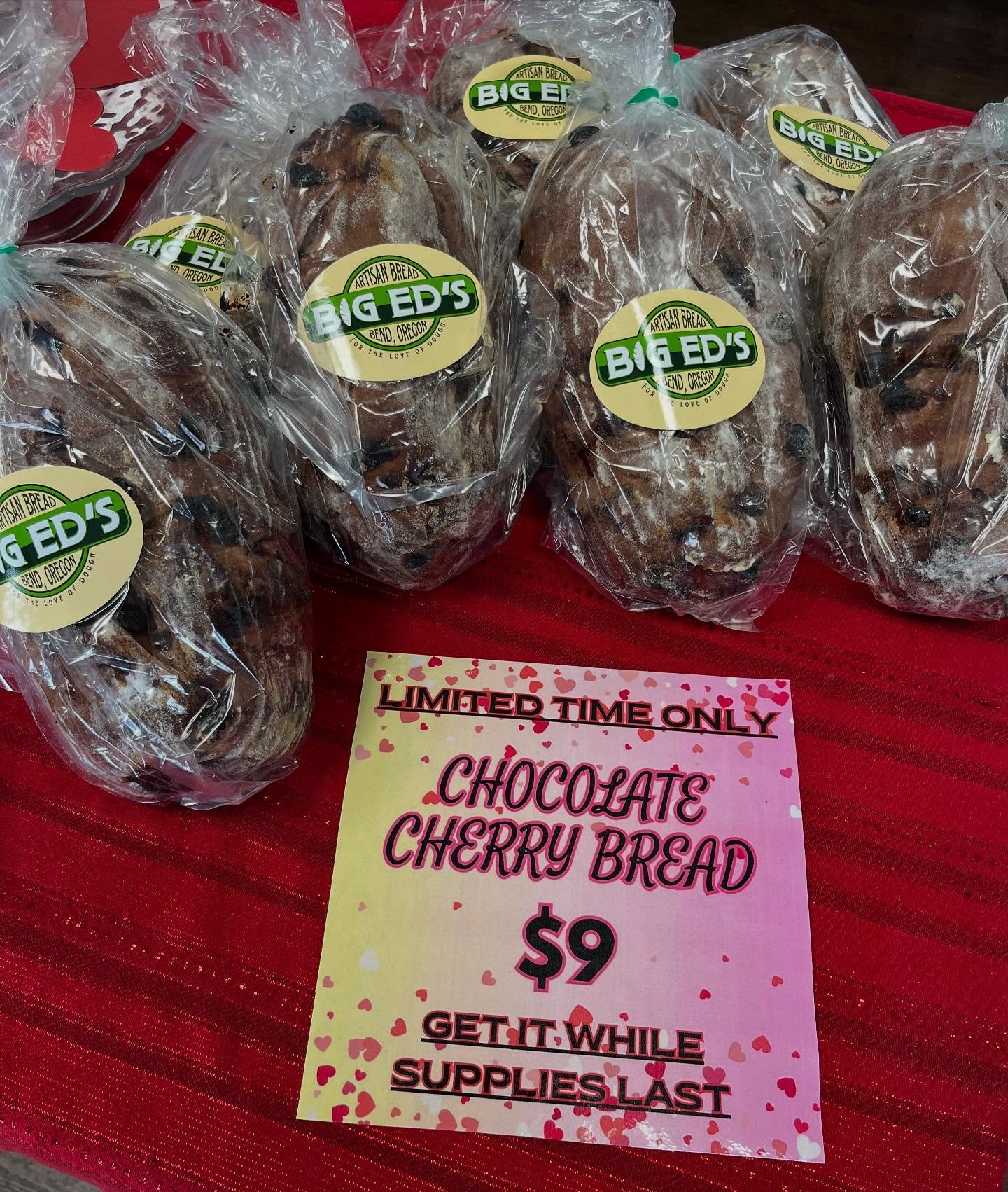 Valentine&rsquo;s Special! Chocolate Cherry Bread! Get it now while supplies last! #bendfoodies #centraloregonchowhounds #bendoregonlife #downtownbendor #inbend #bread