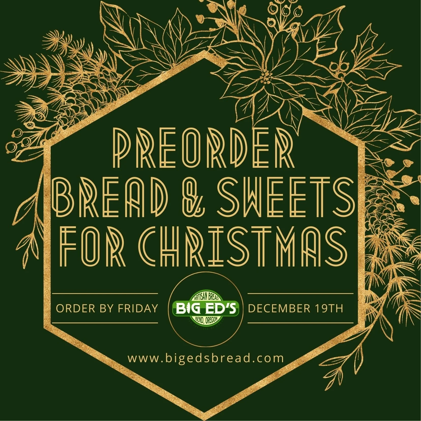 🎄✨ Christmas is coming fast &mdash; make sure your holiday table is stocked with the very best! 🎁🥖

Big Ed's Artisan Bread is now taking preorders for all your favorite holiday breads, and sweet treats. Everything is baked with love (and a little 