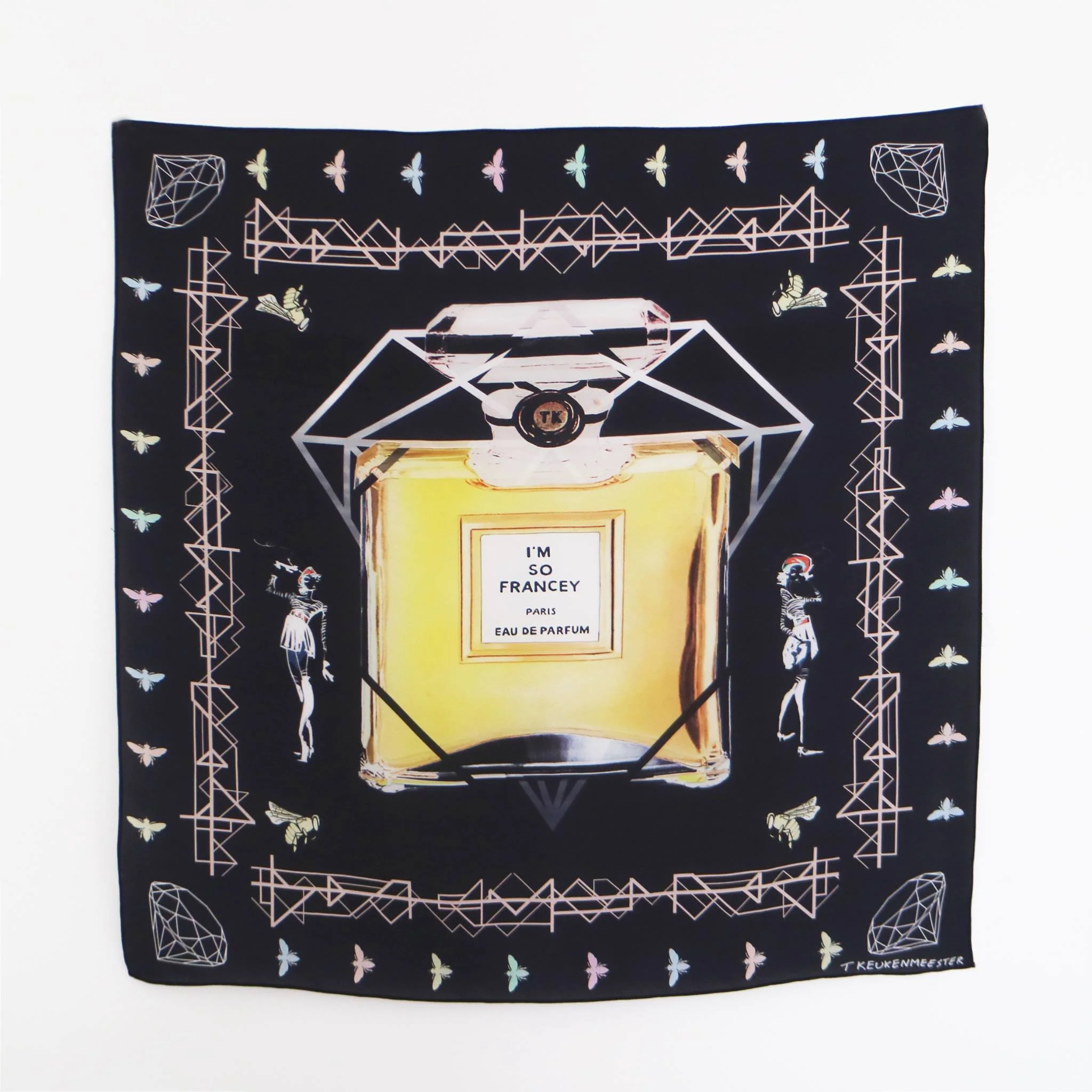 'Francey Scarf' Original Artwork Limited Edition of only 50 ✉️: contact@tomkeukenmeester.com for enquiries 100% Habotai Silk 86 x 86cm 100% made in Australia $230 AUSD with free shipping in AUS