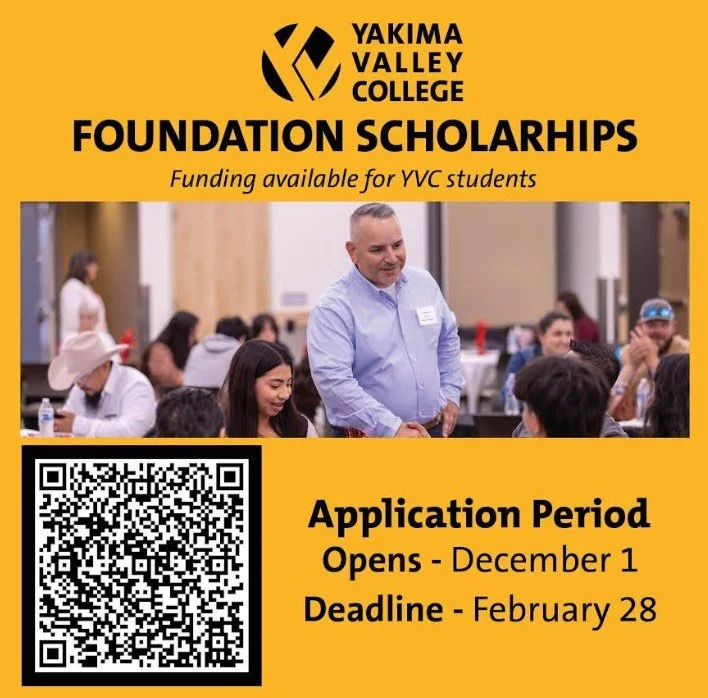 YVC Foundation Scholarship Deadlines and QR code