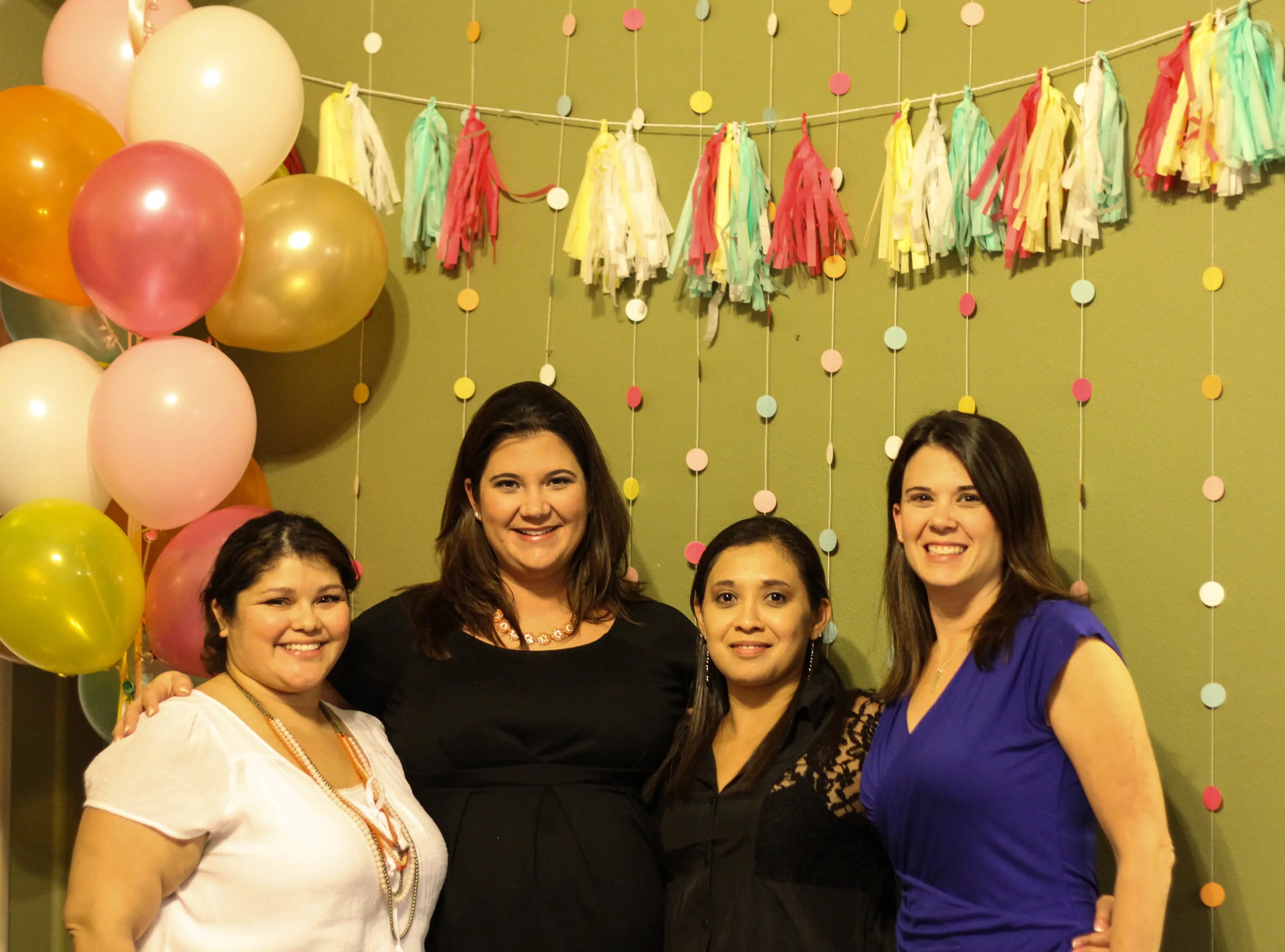 Party girls and the guest of honor; :) Backdrop put together by yours truly.