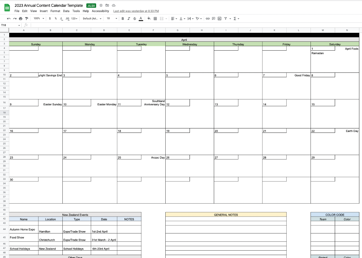 2023 Content Calendar Planning Worksheet -The Classroom
