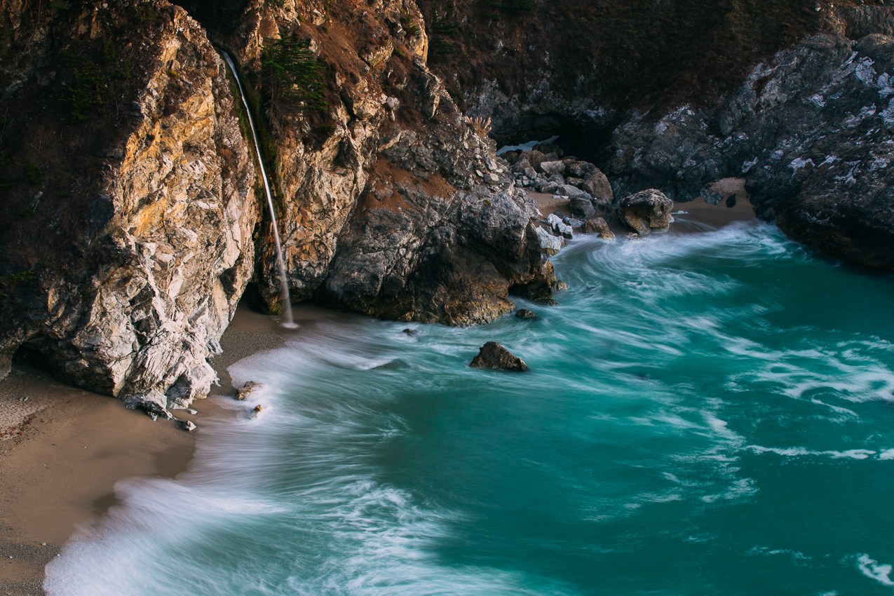 McWay Falls is ~80'. 
