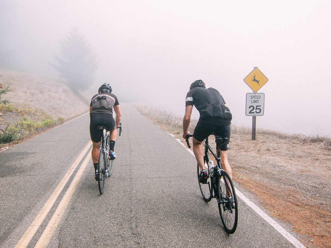 Climbing the Seven Sisters to visit Karl The Fog . (Pierre never heard about Karl until now)