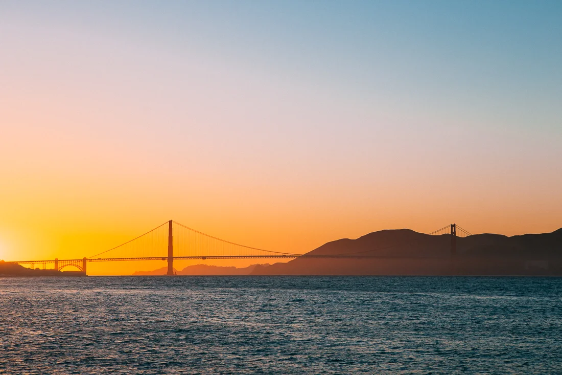No trip to SF is complete without visiting the Golden Gate Bridge. Double points for at sunset. 