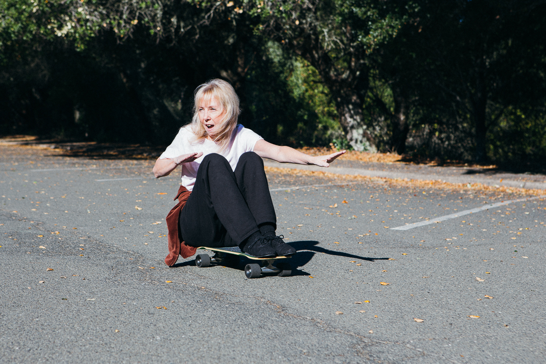 First she wanted to go skateboarding. You can obviously tell who I got my radical style from. 