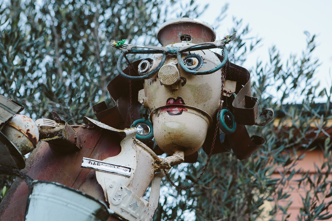 Check out the detail, the forks in the glasses, the gear cog eye, the sprinkler nose...