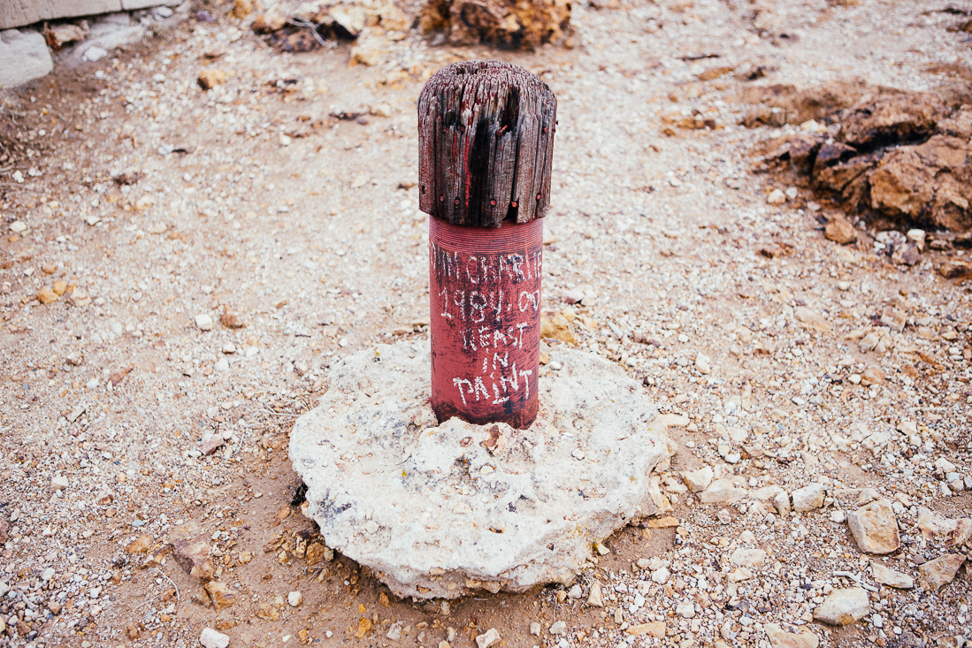 Somebody's idea of a joke, or miner's street art. 