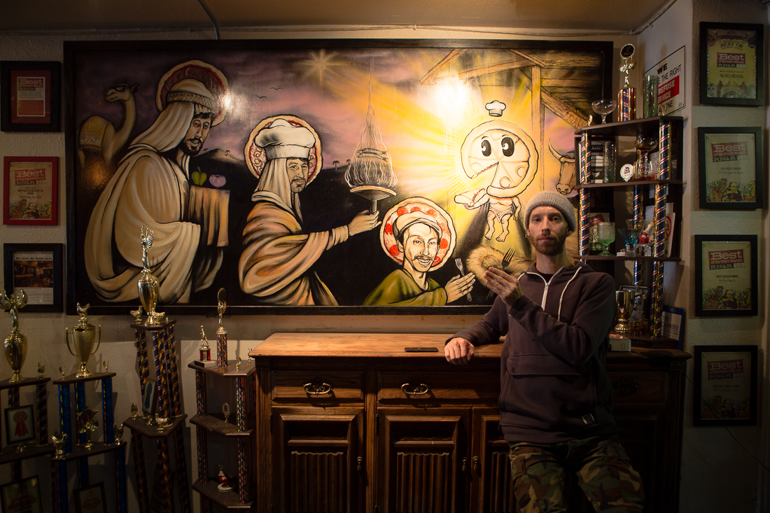 The 3 Wise Men of Pie-Face. Note the awards on the wall, we won "Best Pizza" & "Best Late Night Dining" when we opened for business, and they've continued winning awards each year. The trophies are for their amazing hot wings. Be sure to stop in when you're in Reno. M mmmmm, I'm getting hungry...
